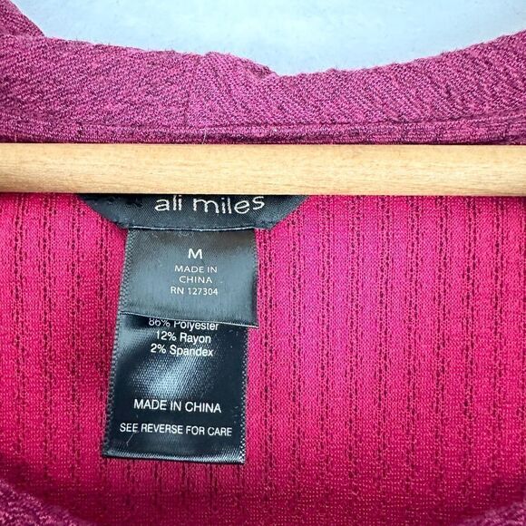 Ali Miles Cowl Neck Sweater Tunic Size Medium Maroon Wine Pocket Bow - Picture 4 of 5